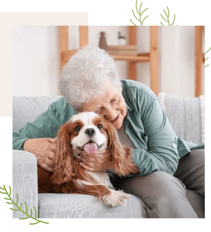 Senior Woman wit her pet Dog